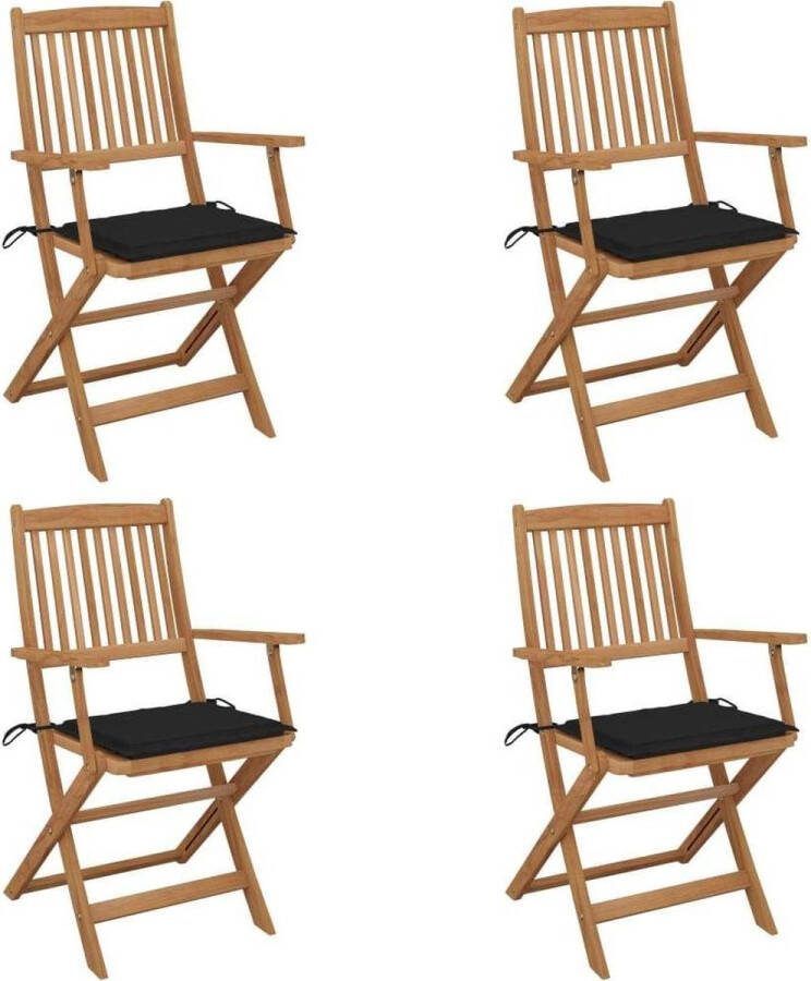 Medina Tuinstoelen 4 st inklapbaar met kussens massief acaciahout