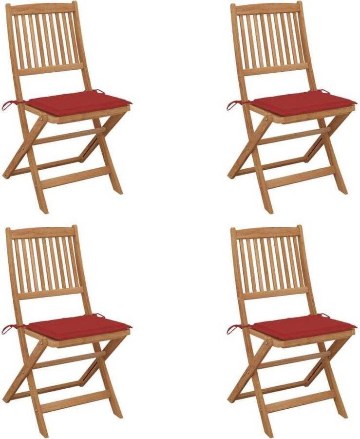 Medina Tuinstoelen 4 st inklapbaar met kussens massief acaciahout
