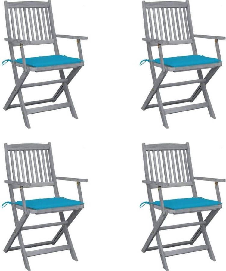 Medina Tuinstoelen 4 st inklapbaar met kussens massief acaciahout