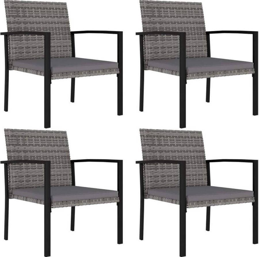 Medina Tuinstoelen 4 st poly rattan grijs