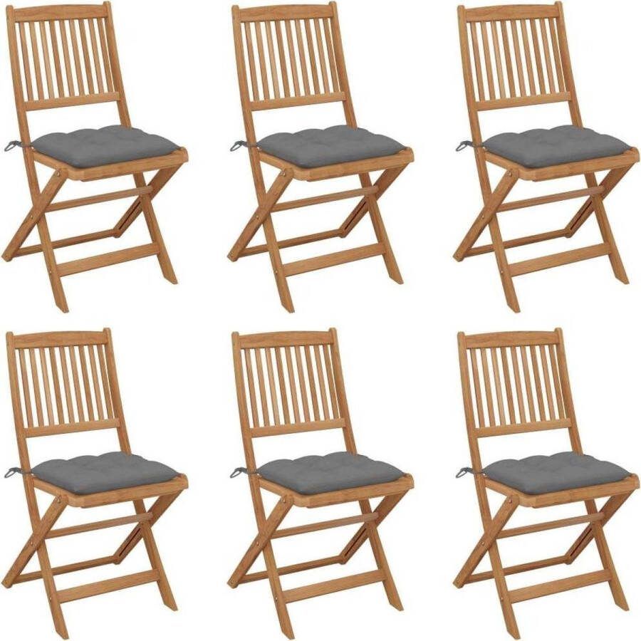 Medina Tuinstoelen 6 st inklapbaar met kussens massief acaciahout