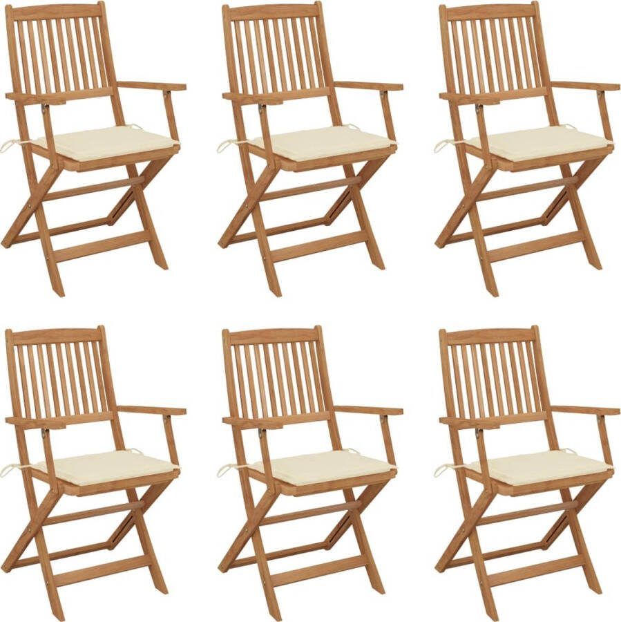 Medina Tuinstoelen 6 st inklapbaar met kussens massief acaciahout