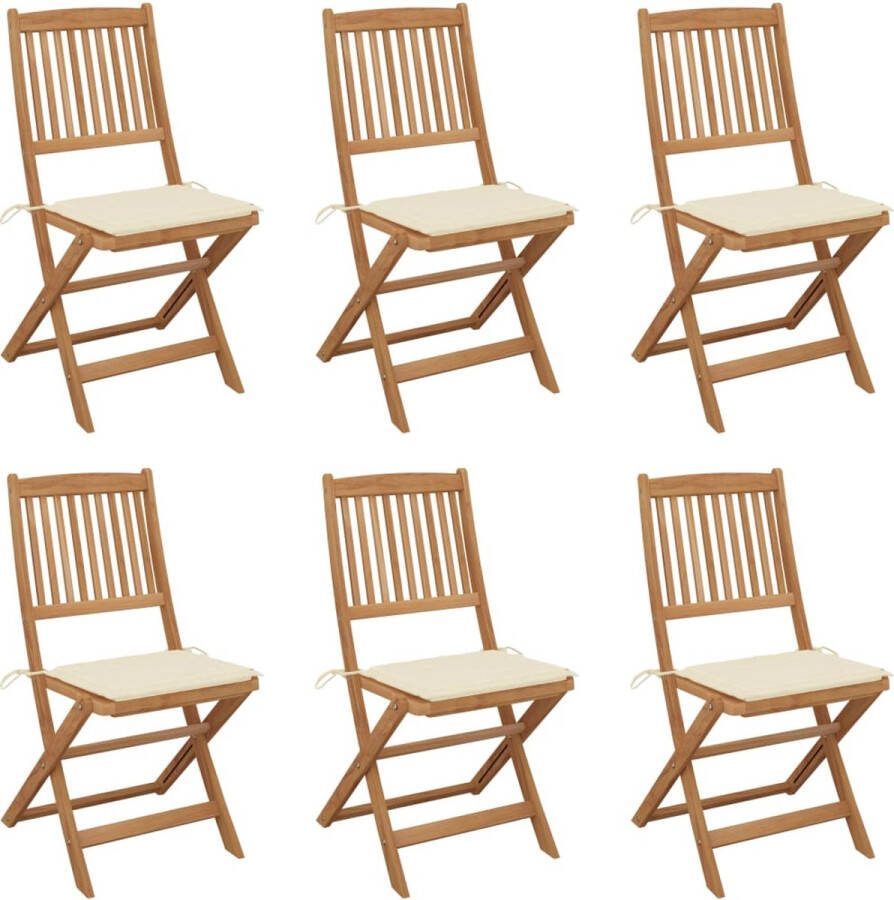 Medina Tuinstoelen 6 st inklapbaar met kussens massief acaciahout