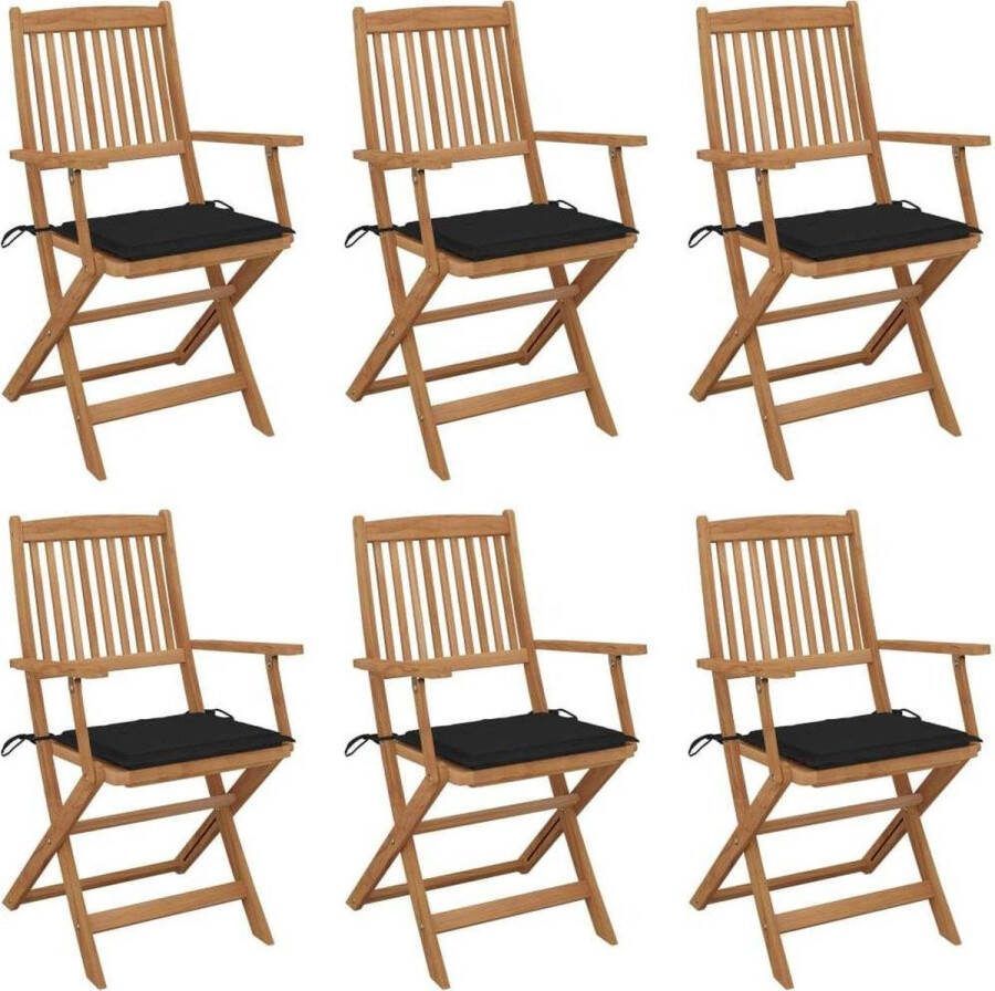 Medina Tuinstoelen 6 st inklapbaar met kussens massief acaciahout