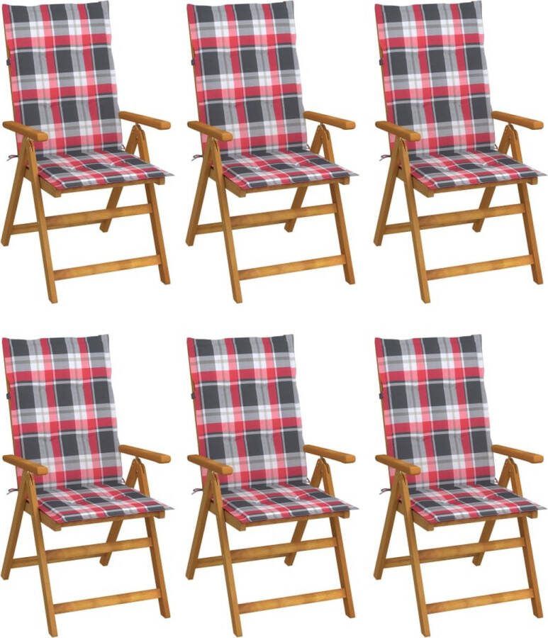 Medina Tuinstoelen 6 st inklapbaar met kussens massief acaciahout