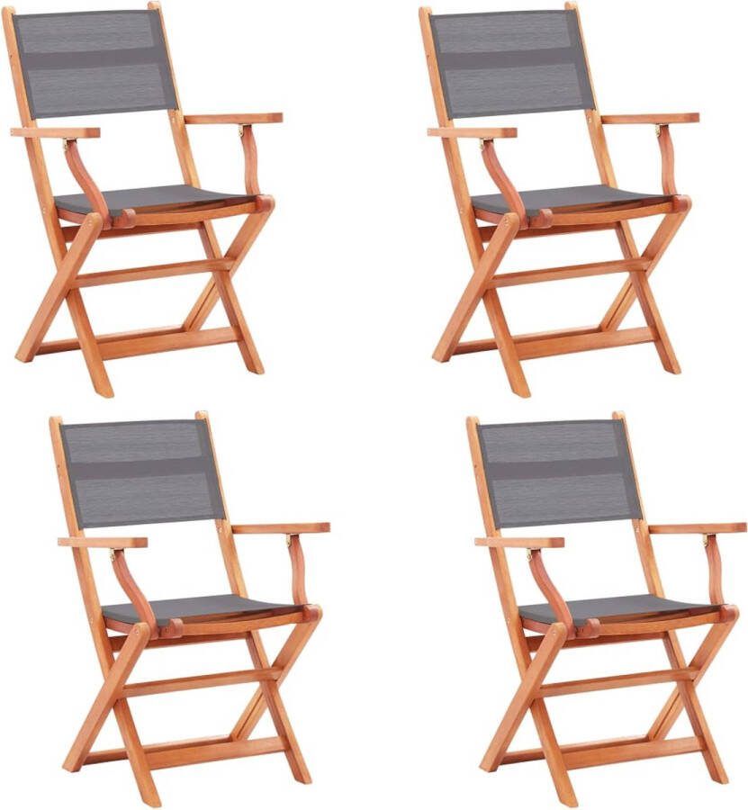 Medina Tuinstoelen inklapbaar 4 st eucalyptushout en textileen grijs