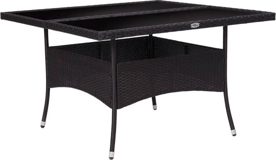 Medina Tuintafel poly rattan en glas zwart