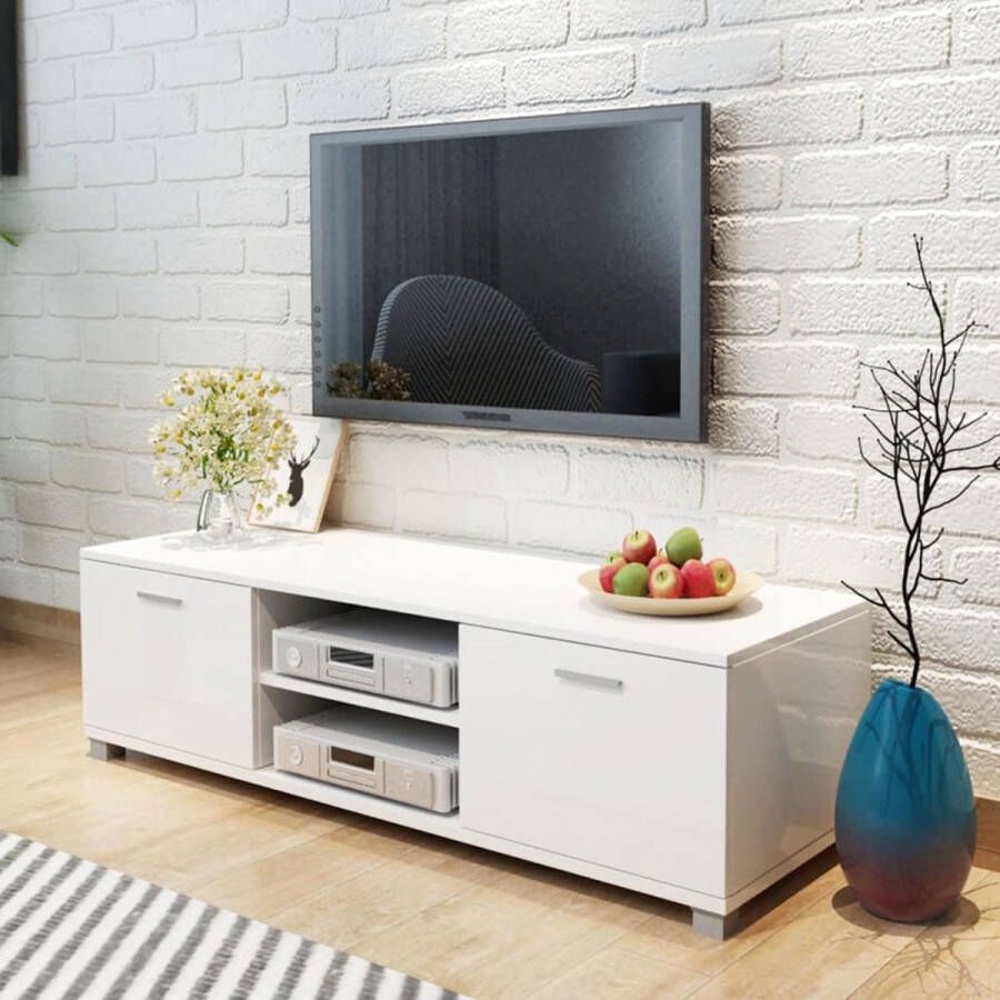 Medina Tv-meubel 140x40 3x34 7 cm hoogglans wit