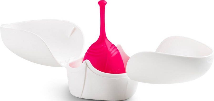 MEDintim Tulipa menstruatiecup van TPE large met opbergbakje herbruikbaar vrij van BPA latex en weekmakers huidvriendelijk geurvrij veganistisch