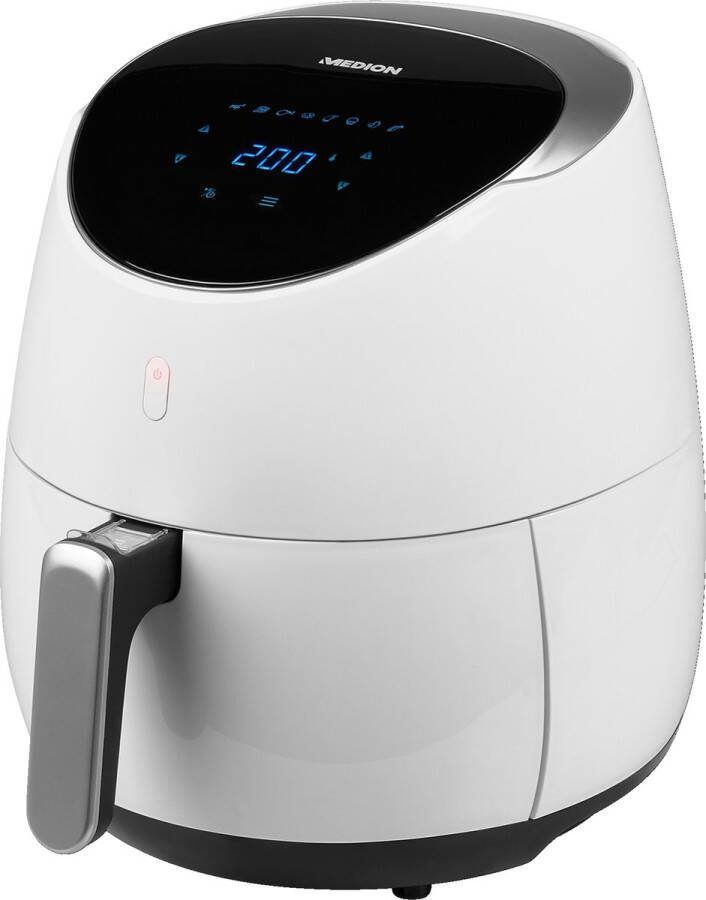 MEDION E30 XL Airfryer Heteluchtfriteuse Airfryer XXL met 5L Inhoud Olievrij Frituren 8 Automatische Programma's 2000 W Wit