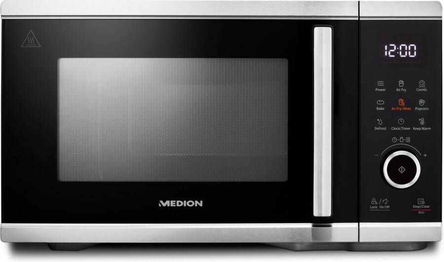 MEDION Magnetron met airfryer (3 in 1 25 liter 1500 watt hetelucht 900 watt magnetron 9 automatische programma's popcornknop ontdooifunctie LED-display MD11499