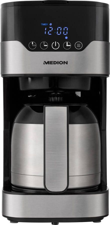 MEDION Koffiezetapparaat met thermoskan MD 18458 timerfunctie druppelstop 900 watt inhoud 1 liter- aromakeuzeschakelaar