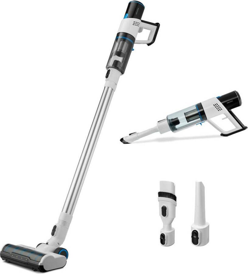 MEDION P250 snoerloze steelstofzuiger met cycloontechnologie zonder stofzak max. zuigkracht 22 kPa 250W inhoud stofreservoir 400 ml´- HEPA-H13 filter- geïntegreerde accessoires