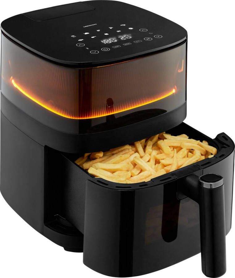 MEDION X10 Airfryer XL Heteluchtfriteuse XXL Frituurmand 5 liter Hetelucht Oven 500 Watt LED-display Zwart