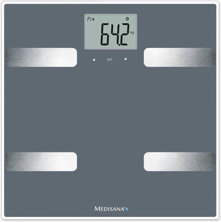 Medisana BS A42 lichaamsanalyse weegschaal met Bluetooth (grijs)