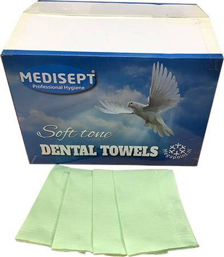 Medisept Dental Towels 125 stuks Groen Waterdichte servetten Schoonheidszorgen 33 x 46 cm