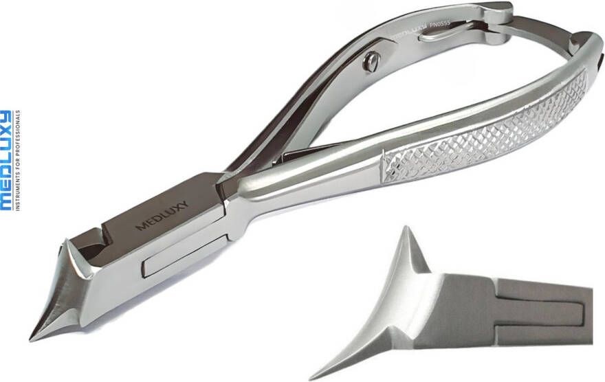 MEDLUXY Nagelknipper Kopknipper Dwarssnittang Gebogen Snijvlak 20 mm INOX Harde Nagels Kalknagels Ingegroeide Nagel(hoeken) (Koptang Nageltang Dwarssnittang Pedicure Manicure tang) [PN0555]