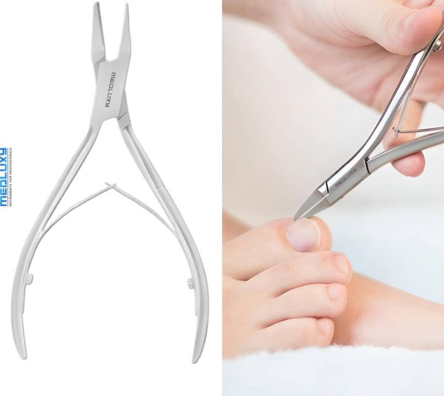 MEDLUXY Pro Professionele Nageltang met Extra Smalle Bek ingegroeide nagels nagelhoeken Recht Snijvlak 15 mm INOX [P419] (nagelknipper hoektang nagelknipper teennagels nail art acrylnagel)
