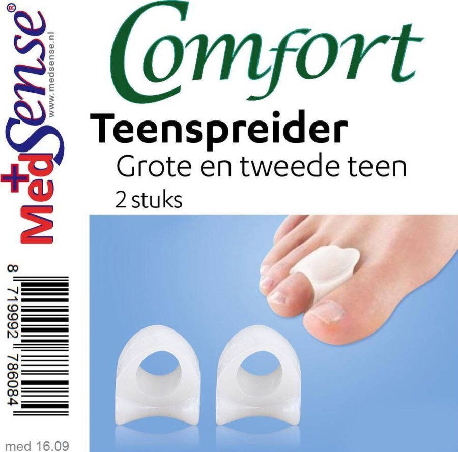 Medsense Teenspreider grote en tweede teen Comfort- 2 st
