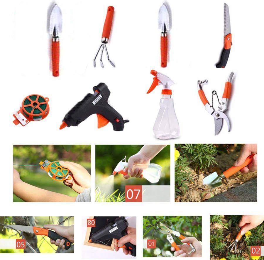 Meedeer 10 stuks Tuingereedschapsset-Tuin Plant Gereedschap Set-Bonsai gereedschap set-Schop Hark Zag Watering Huishoudelijke Snoeien Planten Tuinieren Hardware Yard -Gereedschapskisten