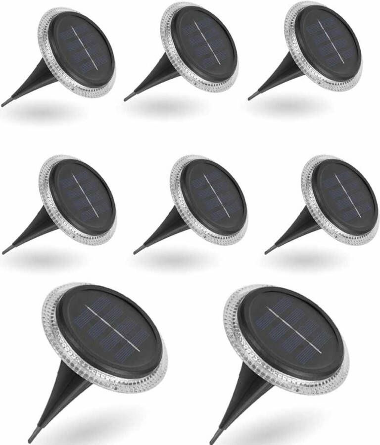 Meedeer Led Solar Grondspots (8stuks) Warm wit-RVS Grond Spots op Zonne-energie met LED Spotjes 10 Uur Buiten Verlichting in Tuin IP65 Waterdicht Tuinverlichting Lamp op zonne energie-Buitenverlichting Tuinlamp