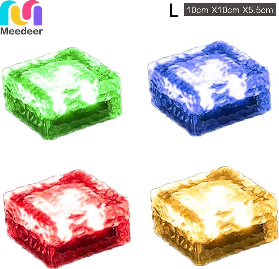 Meedeer Grondspot(4 stuks Maat L ) Solar Ice Cube LED-Licht-solar Tuinverlichting op zonne energie-Kleur licht Brick light IP68 (Size : 10cm X10cm X5.5cm)