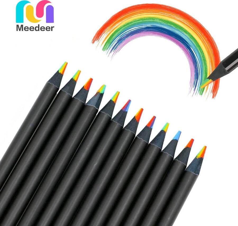 Meedeer Kleurpotloden-Regenboogstiften 12 stuks-regenboog kleurpotloden-7-in-1 kleurpotloden voor volwassenen meerkleurige potloden voor kunst tekenen kleuren schetsen