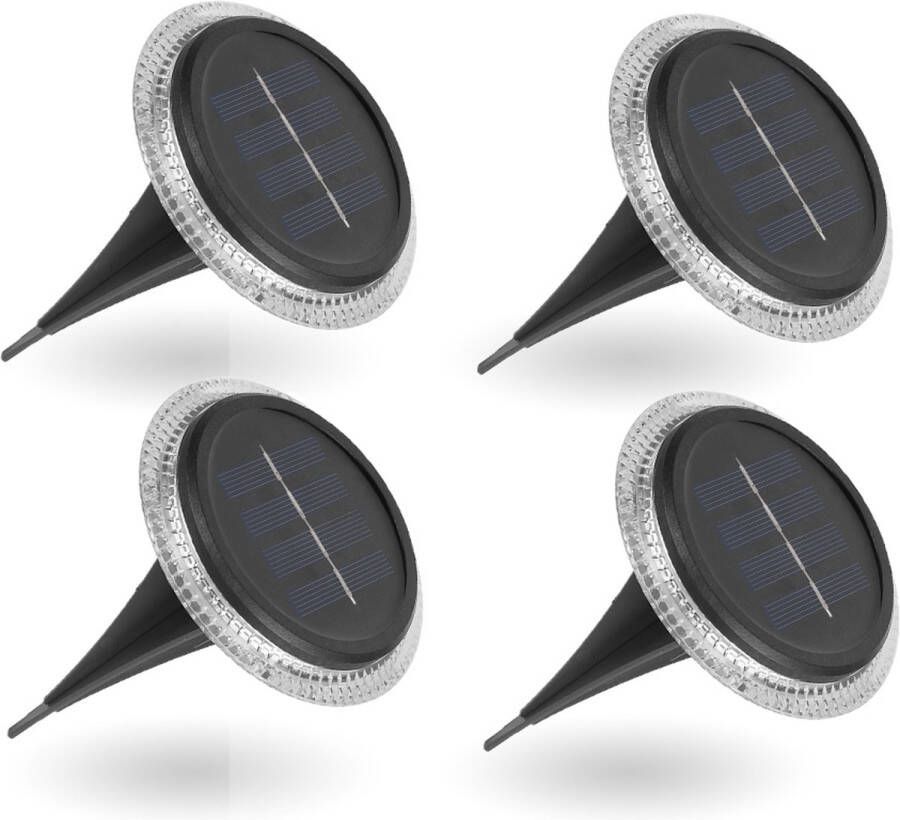 Meedeer Solar Grondspots (4stuks) Warm wit- Grond Spots op Zonne-energie met LED Spotjes 10 Uur Buiten Verlichting in Tuin IP65 Waterdicht Tuinverlichting Lamp op zonne energie-Buitenverlichting Tuinlamp