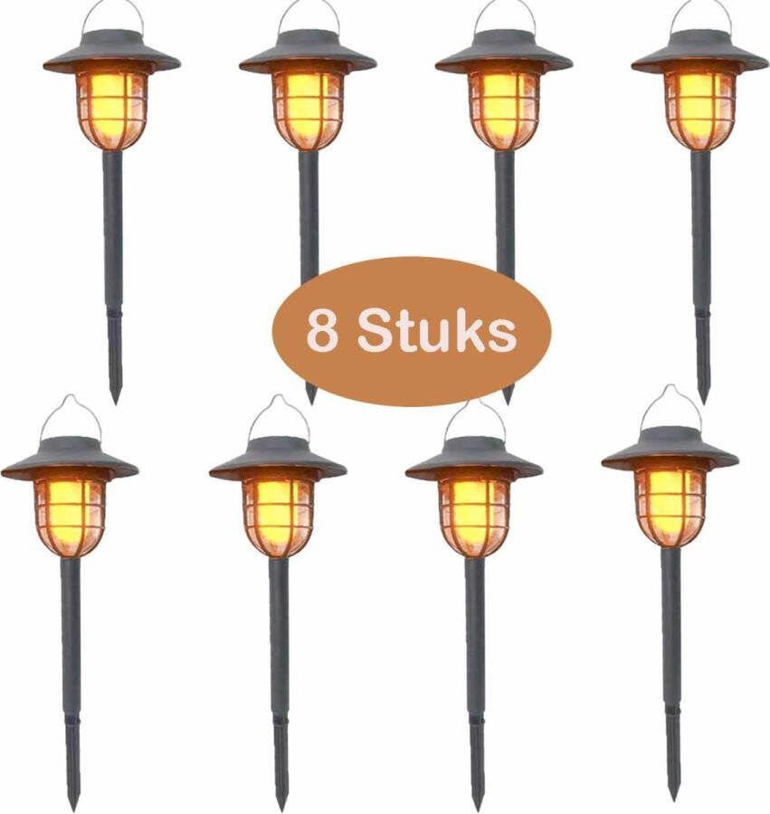 Meedeer Solar Tuinverlichting-Gazonlamp Grondverlichting Op Zonne (8 Stuks)-Tuinlamp-Tuinverlichting op zonne energie-warm wit -Grond Spots-LED Spotje -Licht In De Grond of hangen in de bomen -8-10 Uur Buiten Verlichting-IP65 Waterdicht
