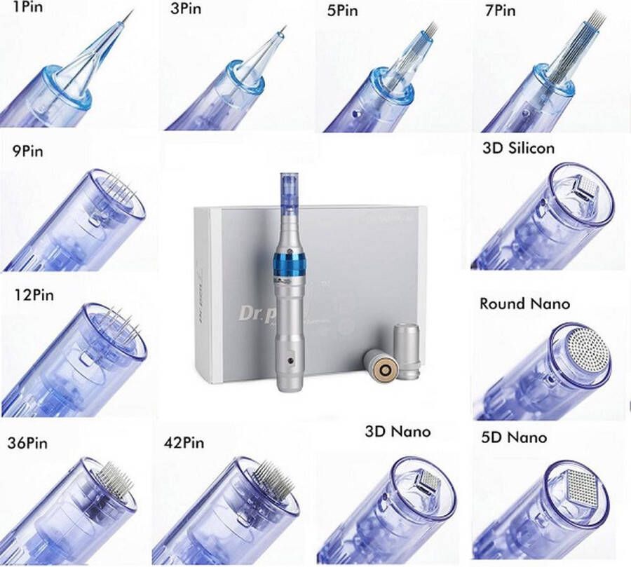 MEEQ Microneedling cartridge 24p naalden Bajonetsluiting- opzetstuk voor dr. Pen A6 & N2 – 5 losse cartridges