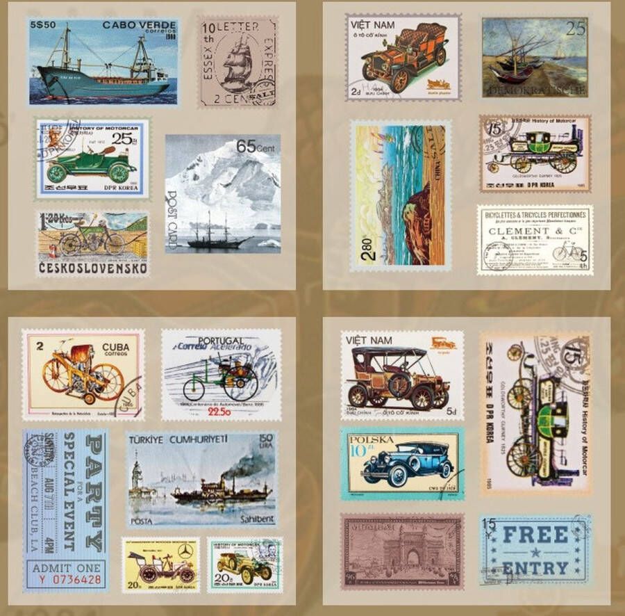 Meer Leuks Sticker Stamp City Travel 4 stickervellen met stickers in postzegelvorm