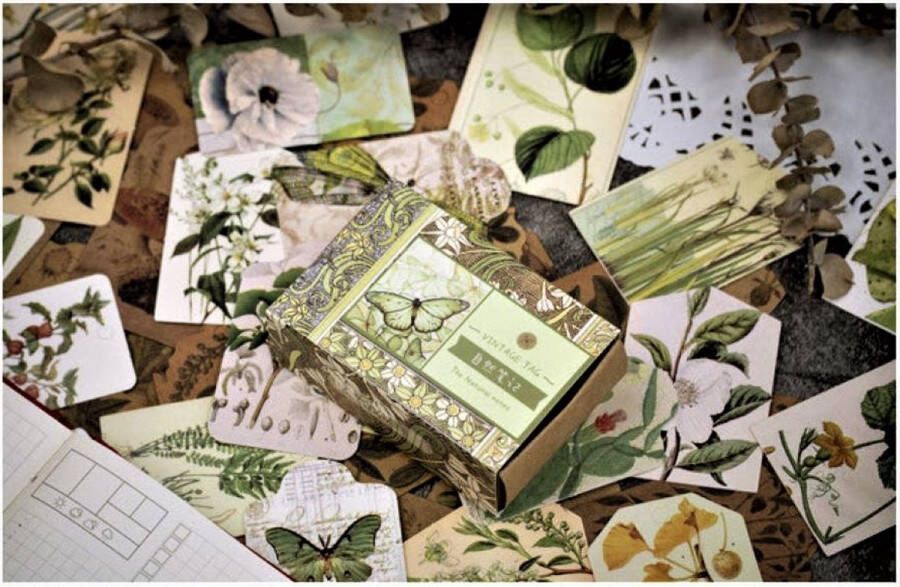 Meer Leuks Vintage Labels Flora & Fauna 50 stuks Label Tag Bulletjournal Hobbypapier Scrapbook Kaarten