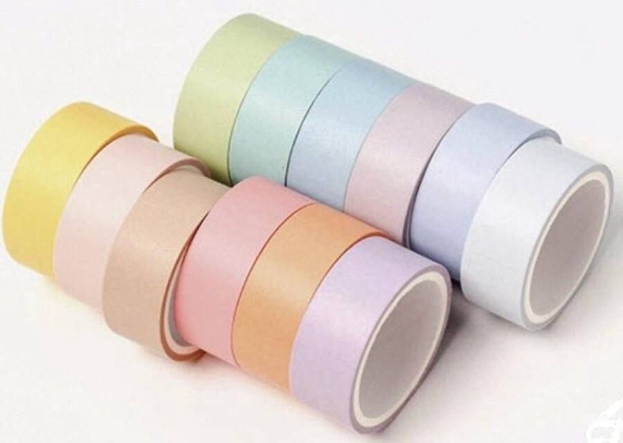 Meer Leuks Washi Tape Pastel Set met 12 rollen Masking Tape