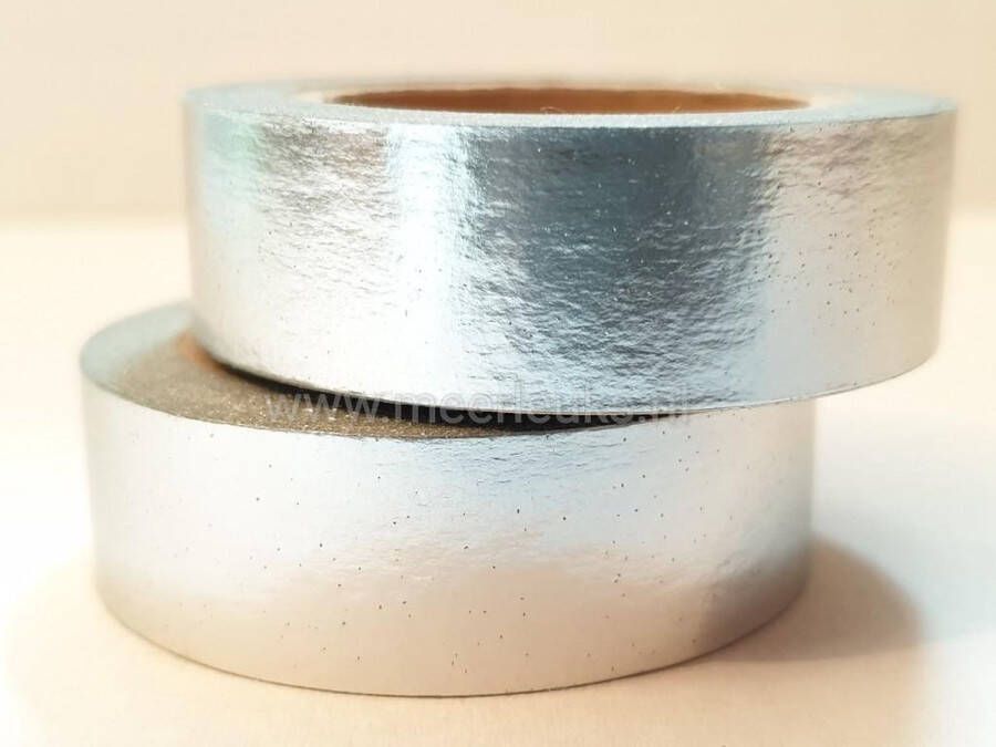 Meer Leuks Washi Tape Zilver 10 meter x 1 5 cm. Masking Tape Silver Tape met glans