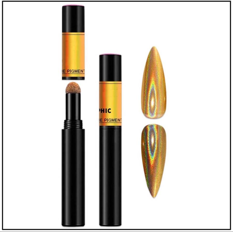 MEGA BEAUTY SHOP Holographic pigment pen Gold Powder Aurora pen Magic Mirror Poeder Powder Chrome Pen