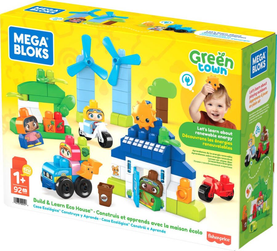 Mega Bloks Green Town Build & Learn Eco House 89 grote bouwstenen