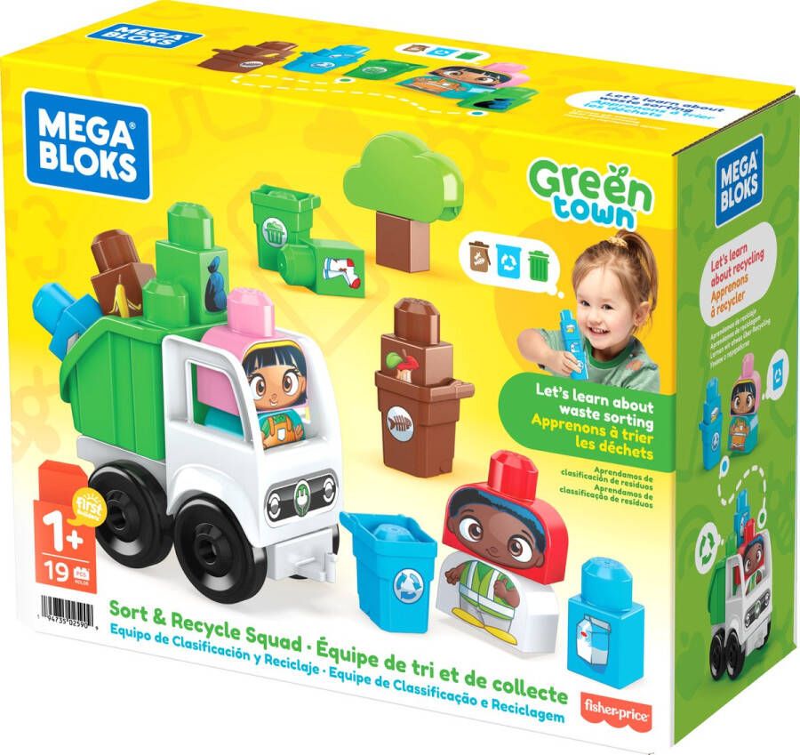 Mega Bloks Green Town Sort & Recycle Squad 18 grote bouwstenen