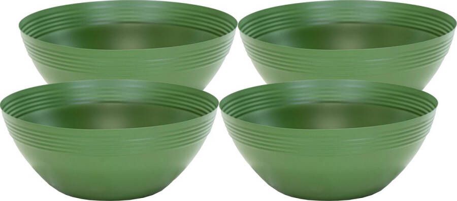 Mega Collections Bloemenschaal plantenschaal 4x zink groen D20 x H8 cm