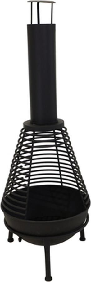 Mega Collections Vuur emmer vuurkorf Cozy Spiral zwart ijzer D41 x H117 cm met schoorsteen