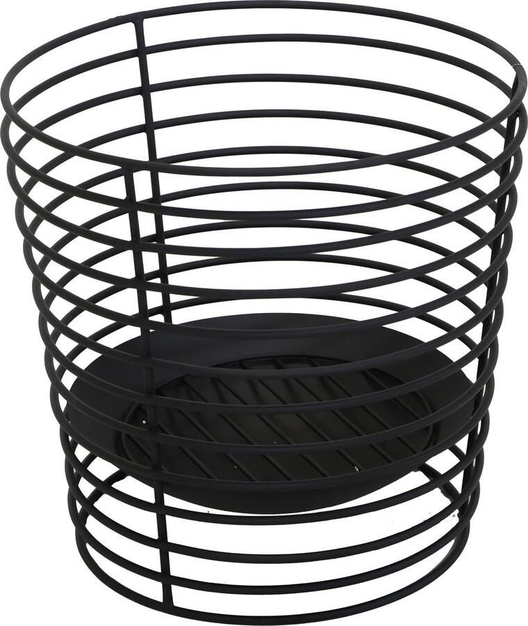 Mega Collections Vuur emmer vuurkorf Firebasket Spiral zwart ijzer D38 x H40 cm rond Vuurschalen Vuurkorven