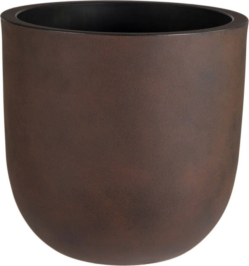 Mega Collections Plantenpot bloempot kunststof roest bruin dubbelwandig D36 x H34 cm