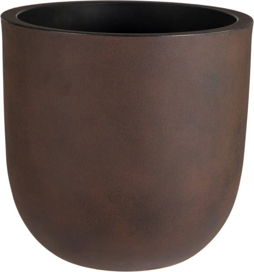 Mega Collections Plantenpot bloempot kunststof roest bruin dubbelwandig D46 x H43 cm