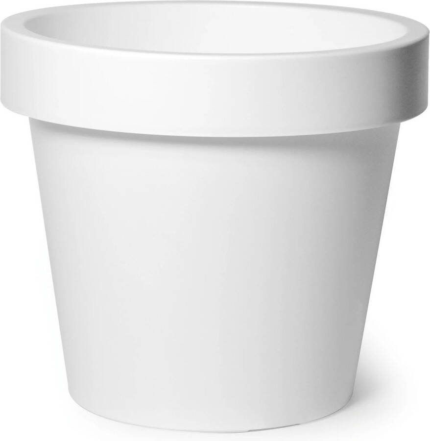 Mega Collections Plantenpot bloempot kunststof wit buiten D30 x H27 cm Plantenpotten
