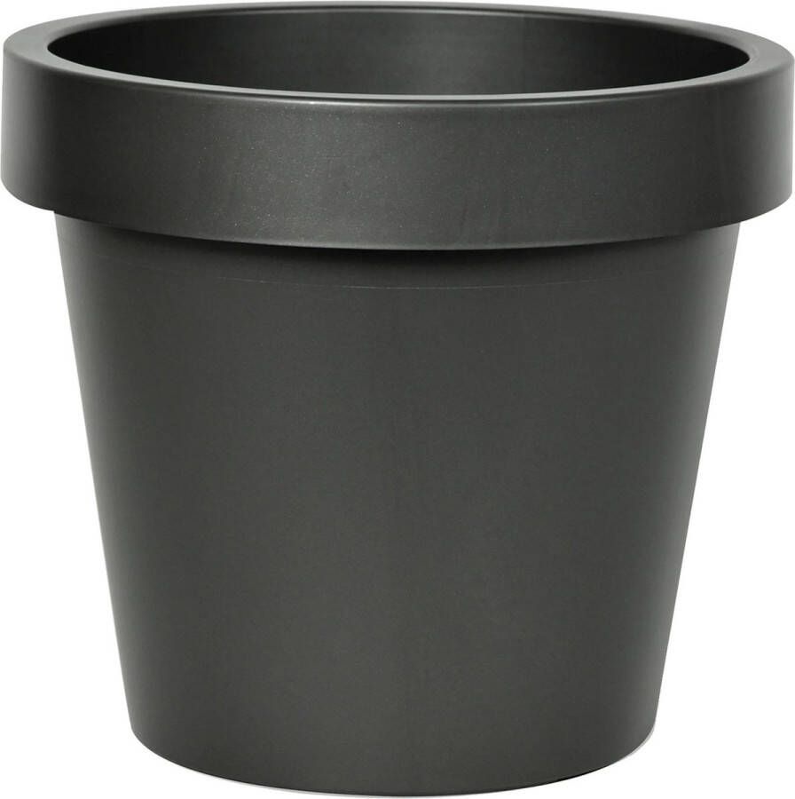 Mega Collections Plantenpot bloempot kunststof zwart buiten D35 x H31 cm