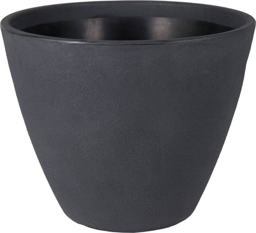 Mega Collections Plantenpot bloempot kunststof zwart dubbelwandig D40 x H35 cm