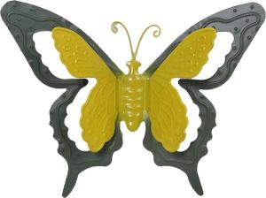 Mega Collections tuin schutting decoratie vlinder metaal groen 24 x 18 cm Tuinbeelden