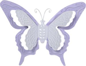 Mega Collections tuin schutting decoratie vlinder metaal lila paars 17 x 13 cm Tuinbeelden