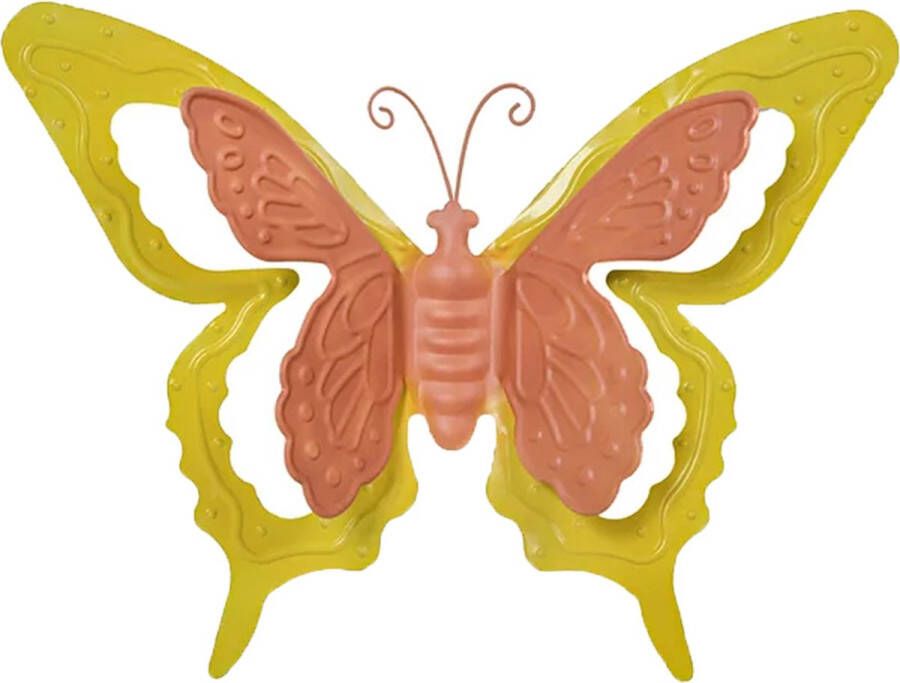 Mega Collections tuin schutting decoratie vlinder metaal oranje 17 x 13 cm Tuinbeelden