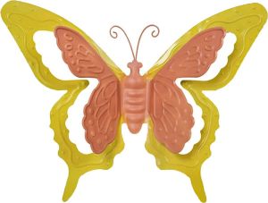 Mega Collections tuin schutting decoratie vlinder metaal oranje 24 x 18 cm Tuinbeelden