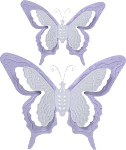 Merkloos Tuin schutting decoratie vlinders metaal lila paars 24 x 18 cm 46 x 34 cm Tuinbeelden